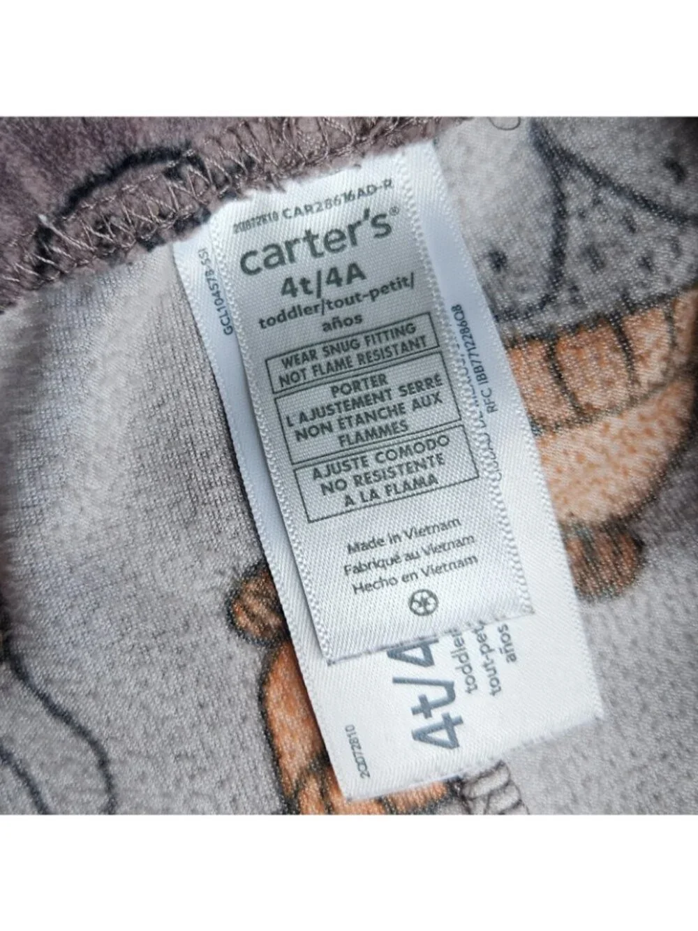 Carter's Toddler Boys Brown Velour Bear Pajama Set 4T